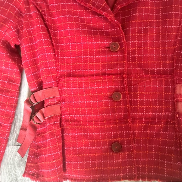 Free People Red Plaid Blazer - Picture 3 of 7